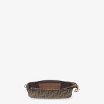 FENDI Baguette Pouch Brown jacquard FF fabric clutch with chain - Image 3